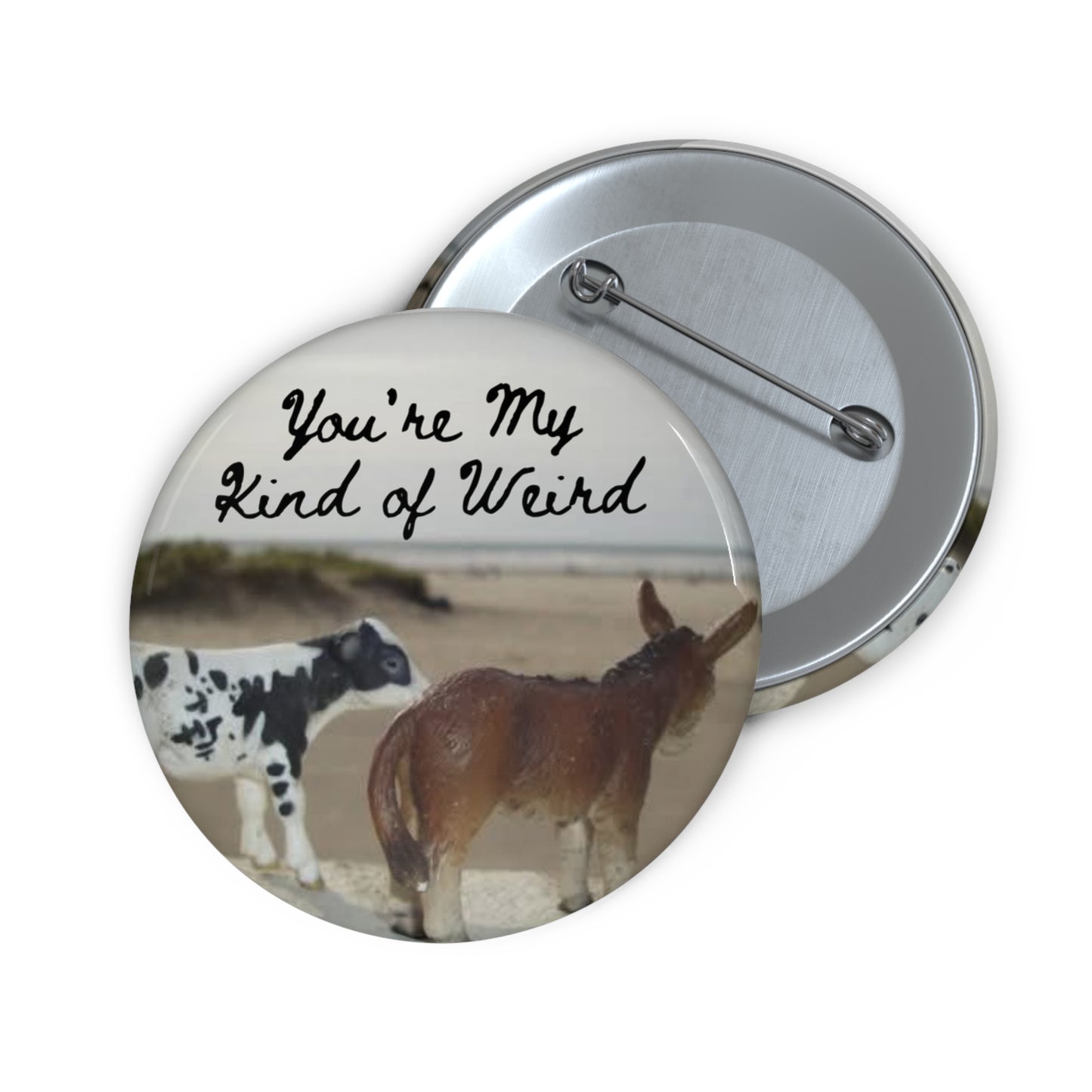 Cute Cow & Donkey Pin Button – ‘You’re My Kind of Weird’ Quirky Accessory for Jackets, Bags