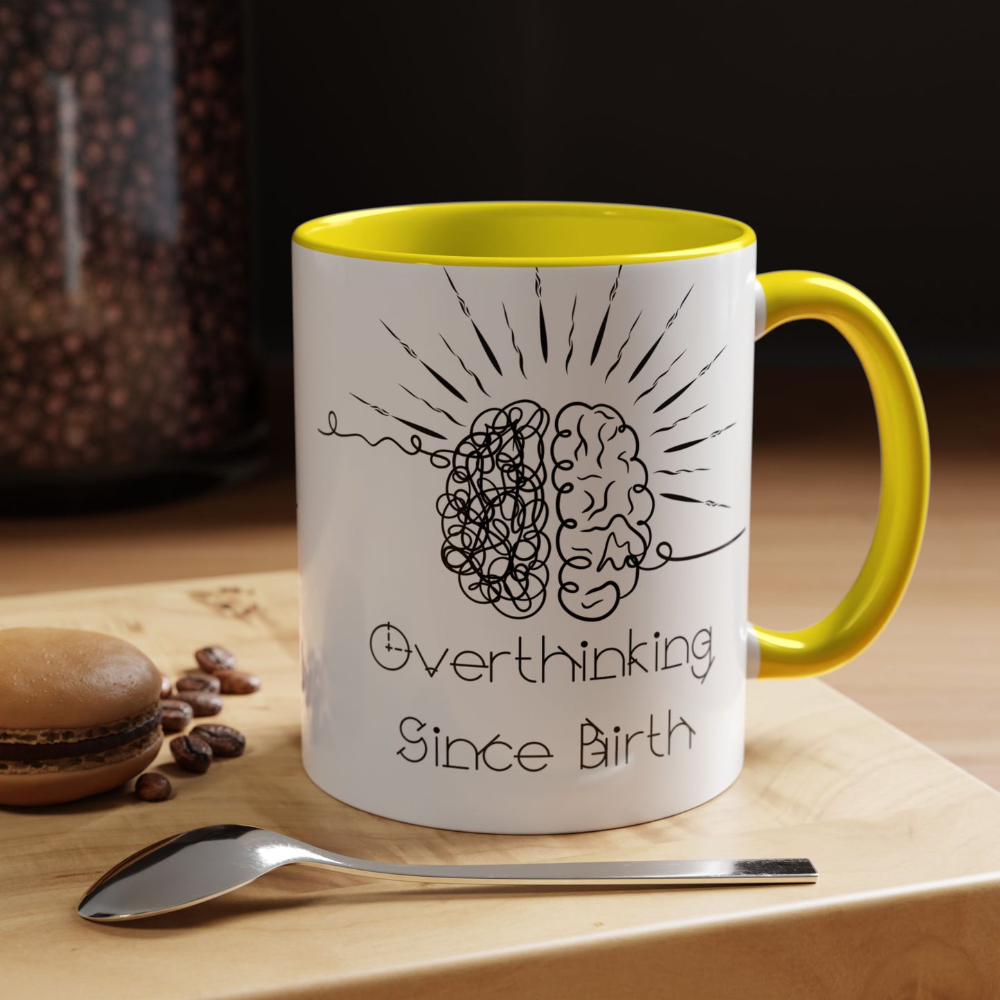 Overthinking Since Birth Coffee Mug | Fun Gift for Mental Health Awareness, Coffee Lover, Birthday Celebration, Quirky Humor, Self-Care