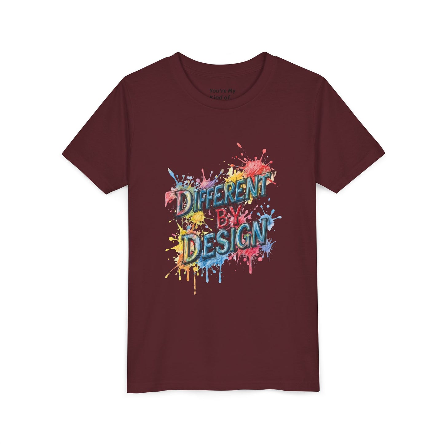 Different by Design Youth Tee - Colorful Graphic Shirt for Kids, Unique Style, Birthday Gift, Fun School Wear, Creative Expression