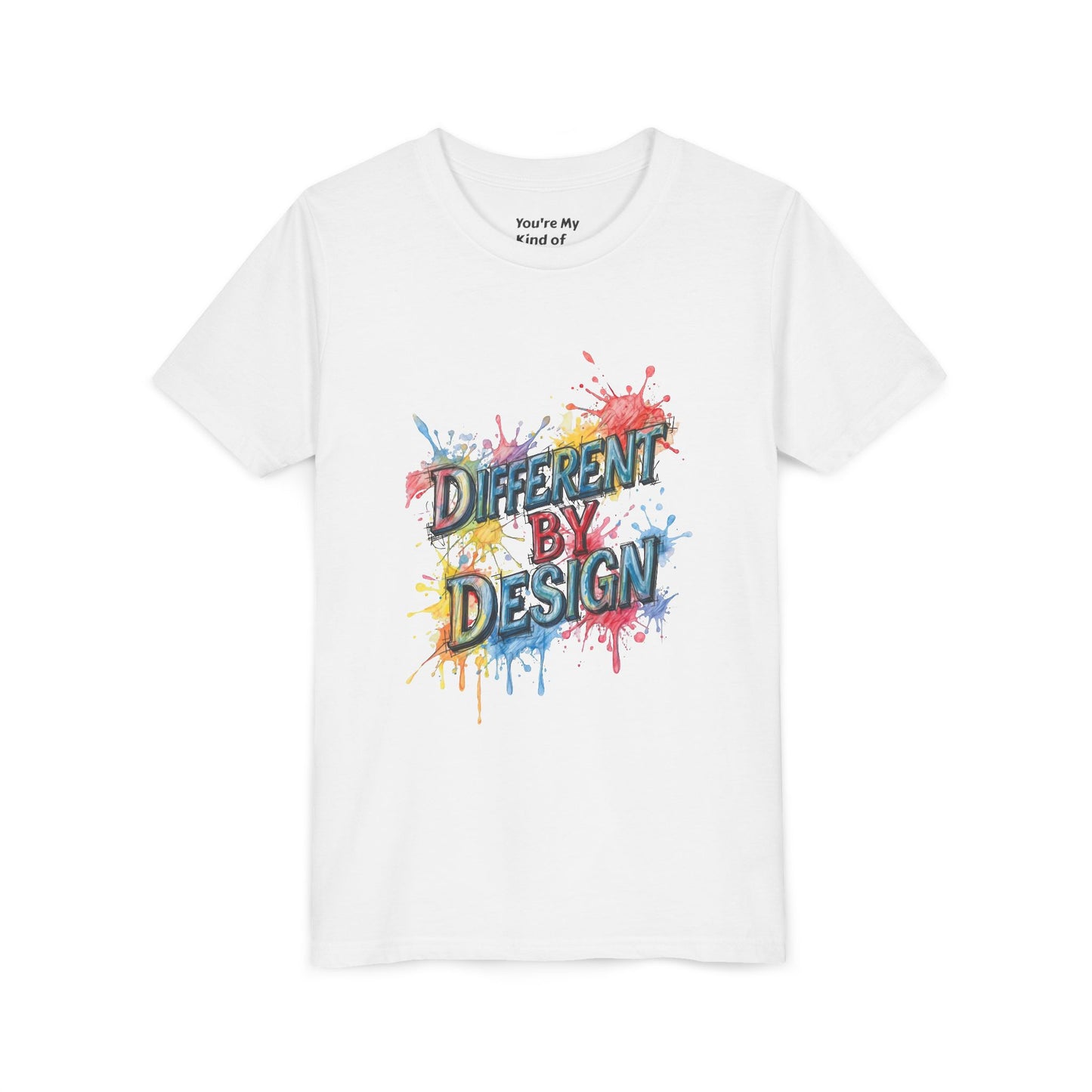 Different by Design Youth Tee - Colorful Graphic Shirt for Kids, Unique Style, Birthday Gift, Fun School Wear, Creative Expression