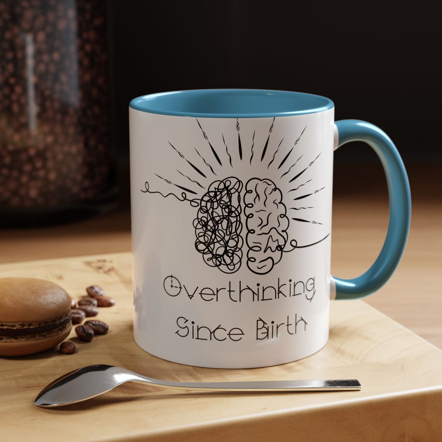 Overthinking Since Birth Coffee Mug | Fun Gift for Mental Health Awareness, Coffee Lover, Birthday Celebration, Quirky Humor, Self-Care