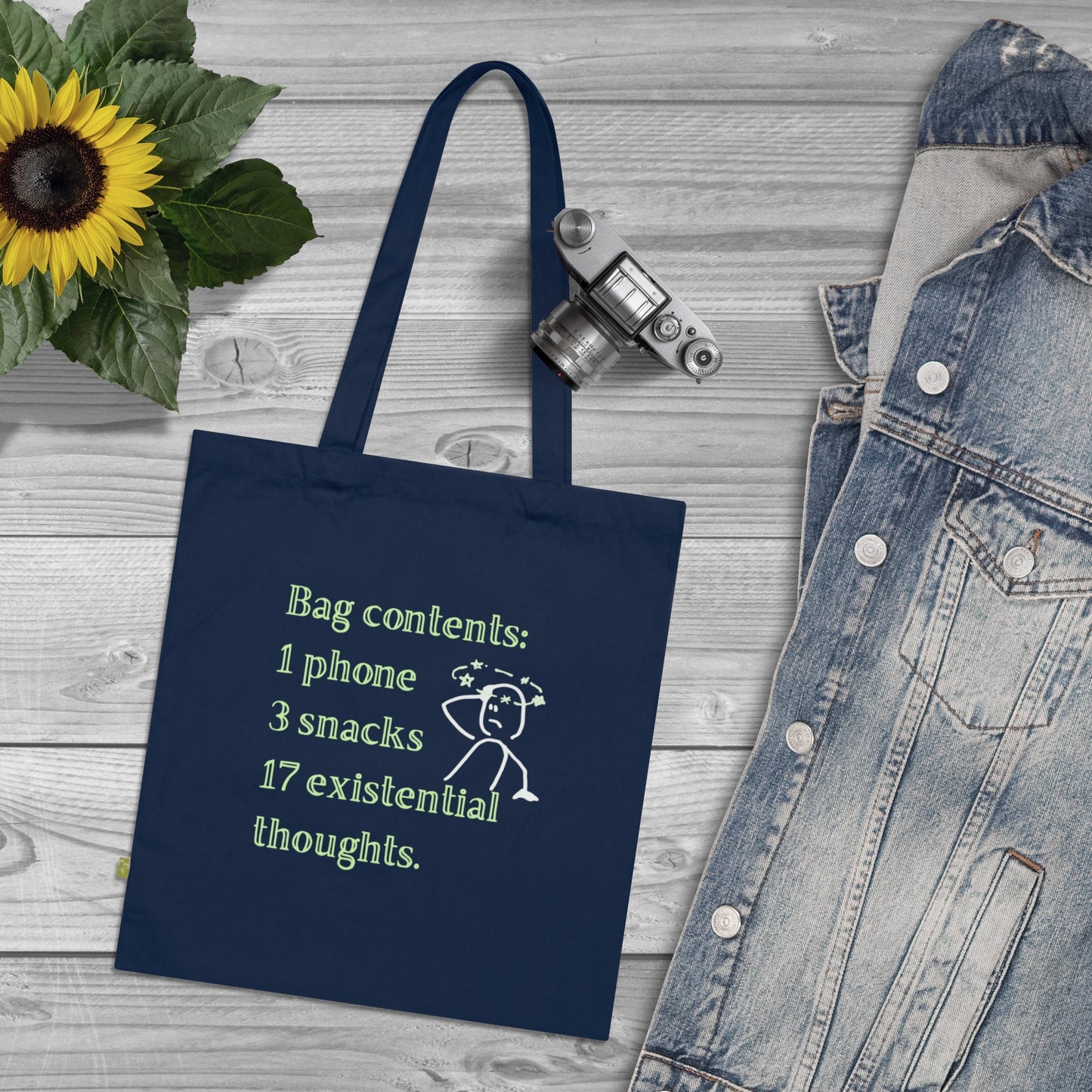Existential Thoughts Tote Bag, Funny Grocery Bag, Eco-Friendly Shopper, Gift for Philosophers, Weekend Outing Bag