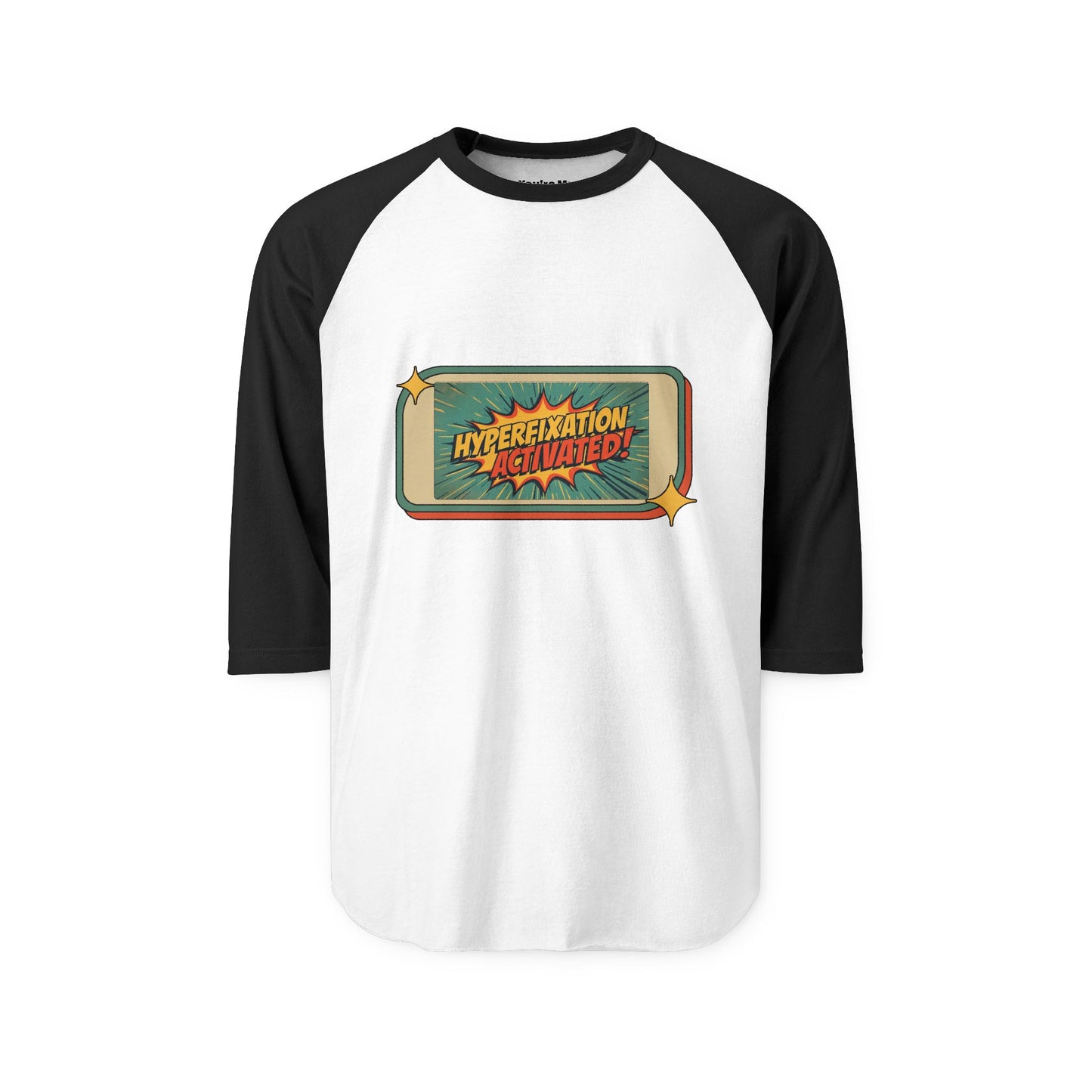 Unisex Three-Quarter Sleeve Raglan Shirt - Hyperfixation Elevated, Funny Gamer Tee, Gift for Nerds, Casual Wear, Birthday Celebration Tee