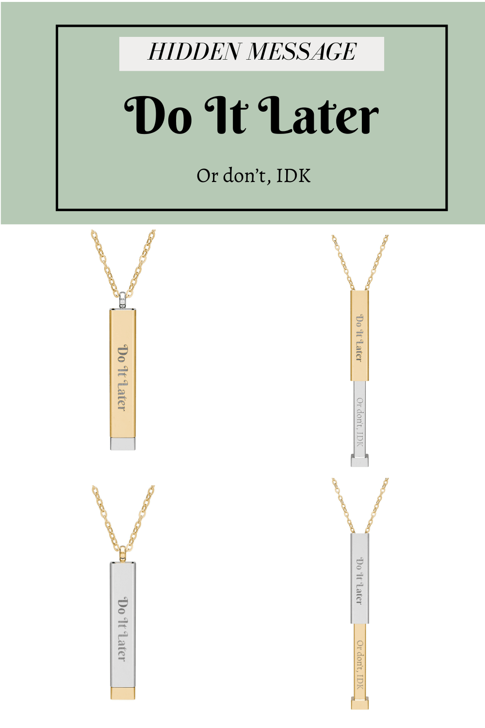 Hidden Message Necklace, Sliding Bar Necklace - You're My Kind of Weird