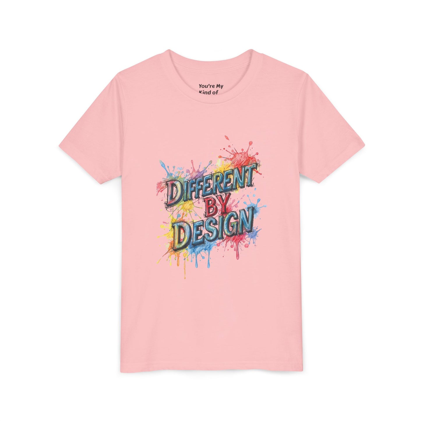 Different by Design Youth Tee - Colorful Graphic Shirt for Kids, Unique Style, Birthday Gift, Fun School Wear, Creative Expression