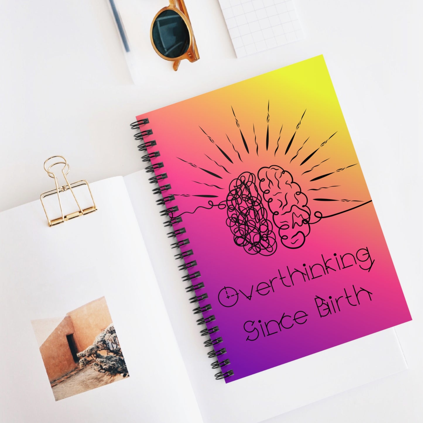 Overthinking Neon Spiral Notebook - Creative Journal for Writers, Students, and Planners - You're My Kind of Weird