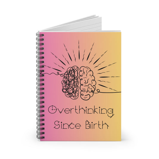 Overthinking Pink and Peach Spiral Notebook - Creative Journal for Writers, Students, and Planners