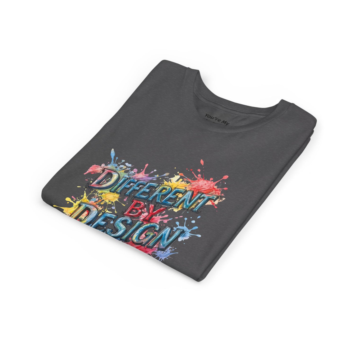 Different by Design Youth Tee - Colorful Graphic Shirt for Kids, Unique Style, Birthday Gift, Fun School Wear, Creative Expression