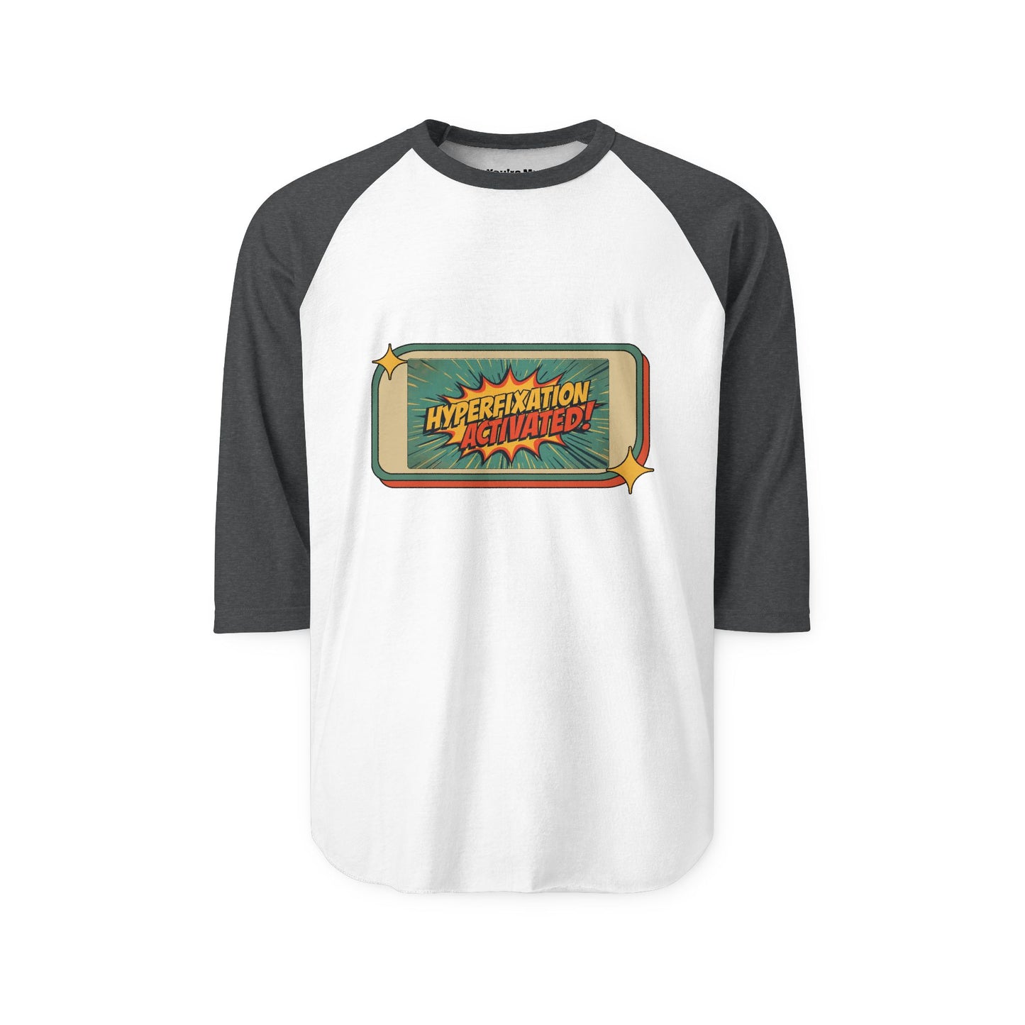 Unisex Three-Quarter Sleeve Raglan Shirt - Hyperfixation Elevated, Funny Gamer Tee, Gift for Nerds, Casual Wear, Birthday Celebration Tee