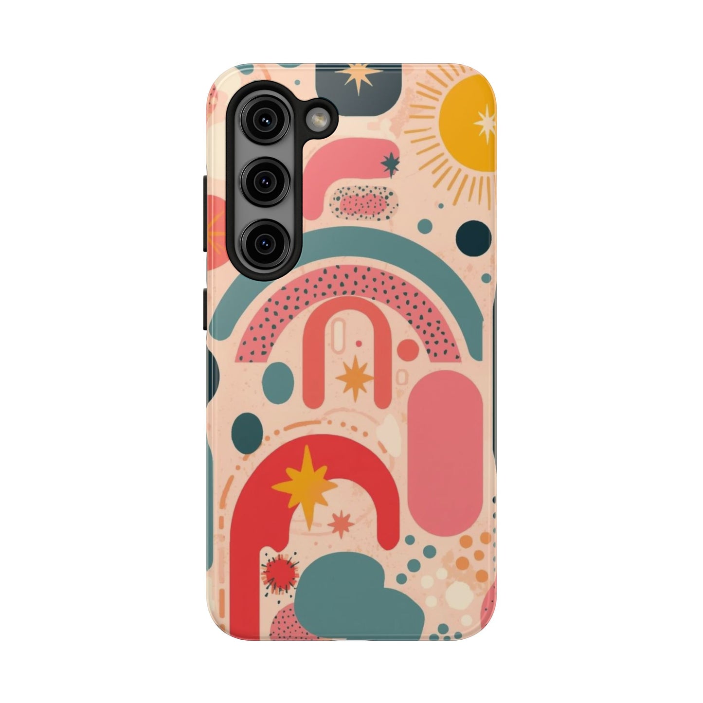 Dopamine Burst Abstract Rainbow Pattern Samsung Phone Case | Retro Sunburst Tough Case - You're My Kind of Weird