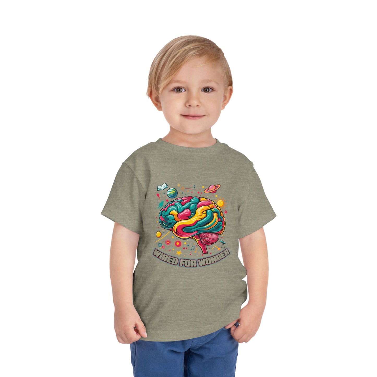 Toddler Tee — 'Wired for Wonder' Colorful Brain Space Graphic - You're My Kind of Weird
