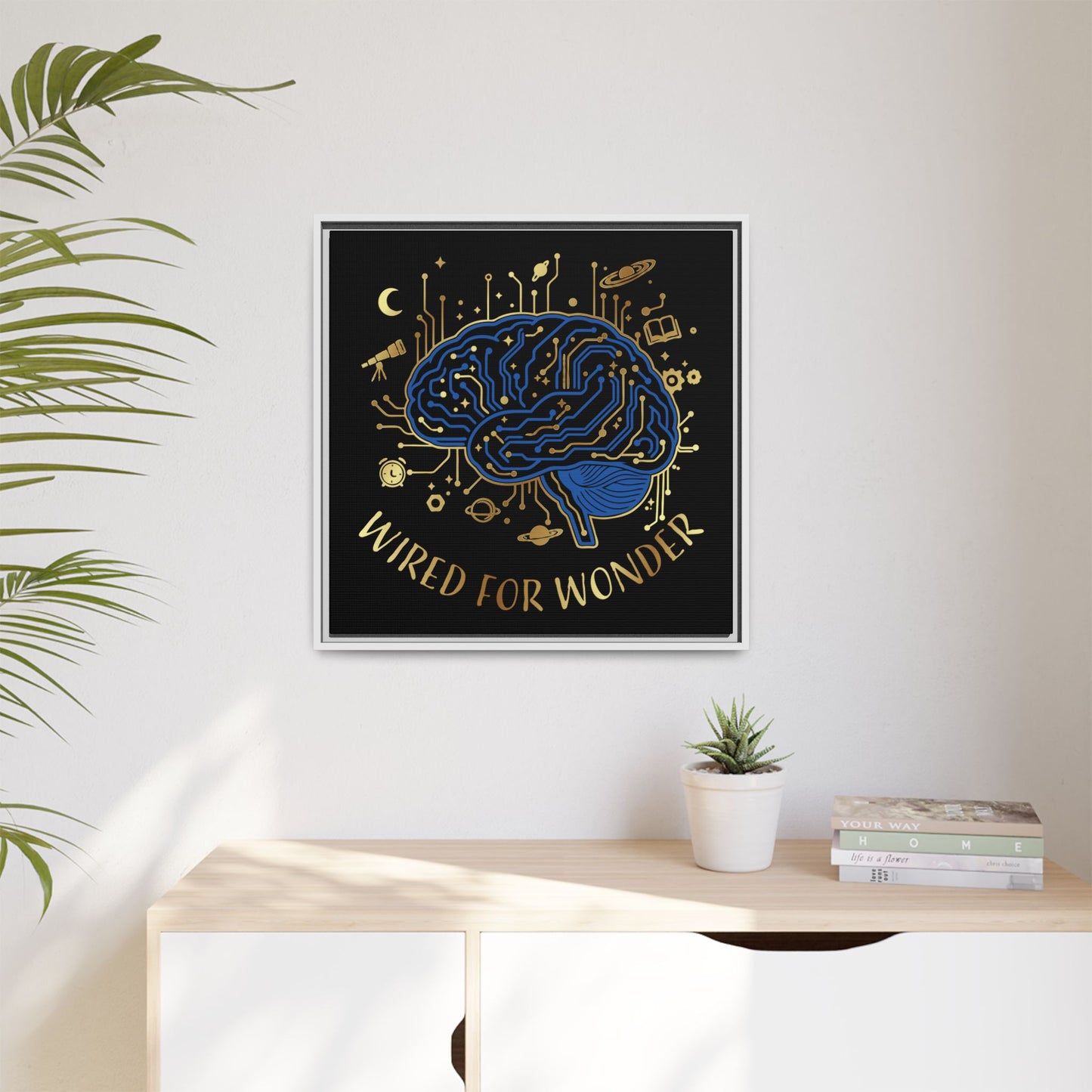 Framed Matte Canvas - "Wired for Wonder" Brain Art - You're My Kind of Weird