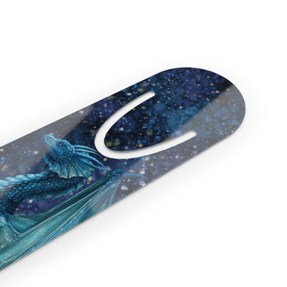 Metal Blue Dragon on Books Bookmark | Fantasy Night Sky Reading Accessory - You're My Kind of Weird