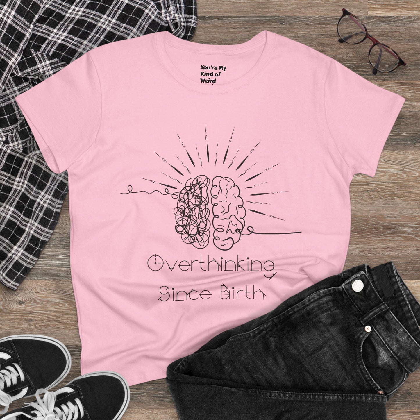 Overthinking Since Birth Tee - Women's Cotton T-Shirt, Gift for Overthinkers, Mental Health Awareness Shirt, Casual Everyday Wear, [...]