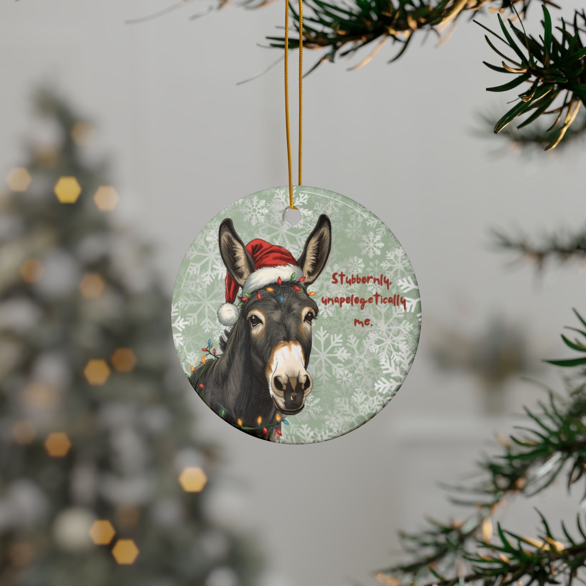 Festive Ceramic Donkey Ornaments - Stubbornly Unapologetically Me (1/3/5/10 pcs) - You're My Kind of Weird