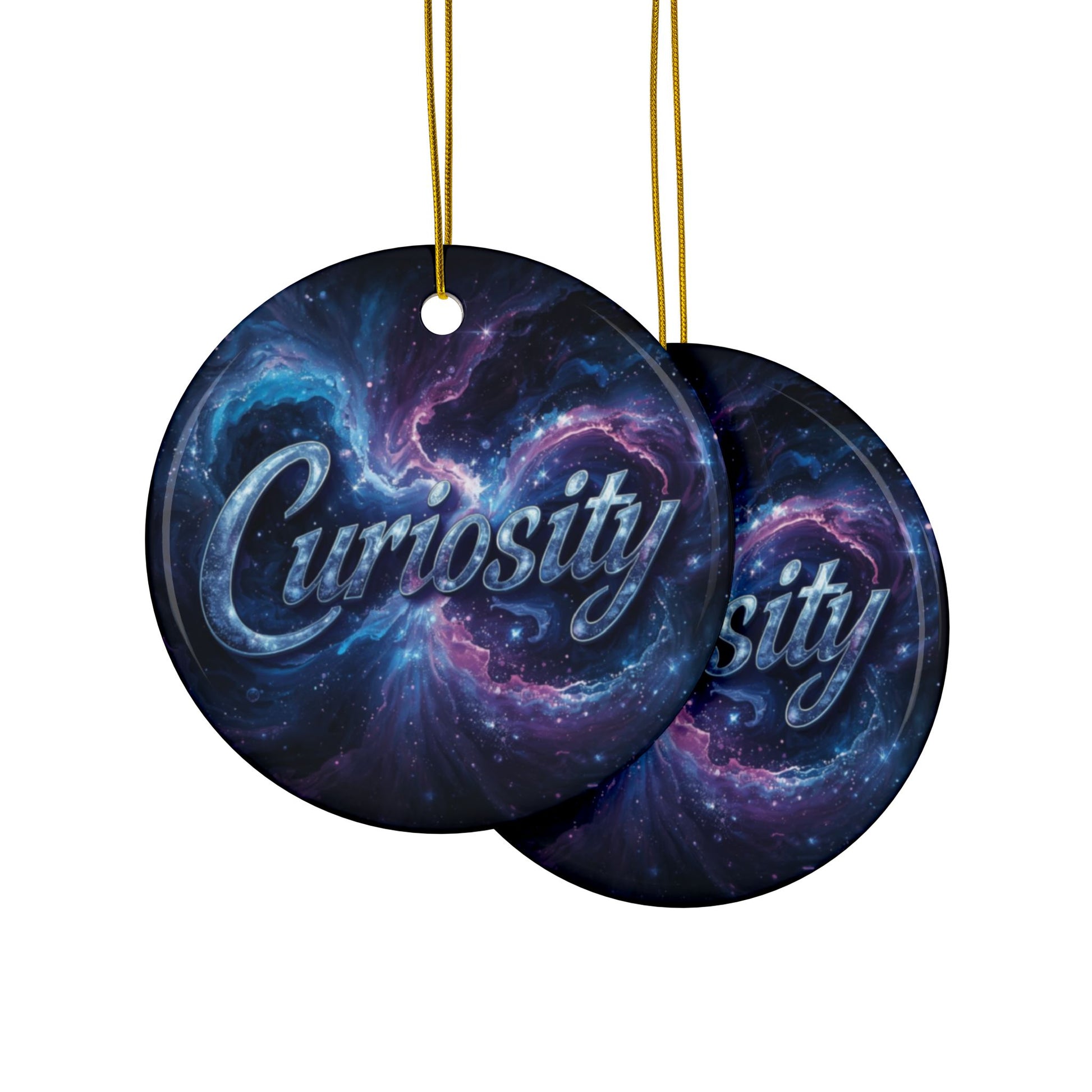 2 - Sided Print Neuroverse “Curiosity” Ornament – Cosmic Holiday Decor for Wonder Seekers | Ceramic Snowflake & Circle Shapes - You're My Kind of Weird