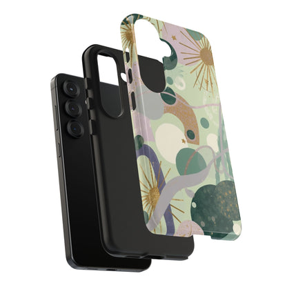 Dopamine Fun Abstract Celestial Pattern Samsung Phone Case | Green Gold Stars - You're My Kind of Weird