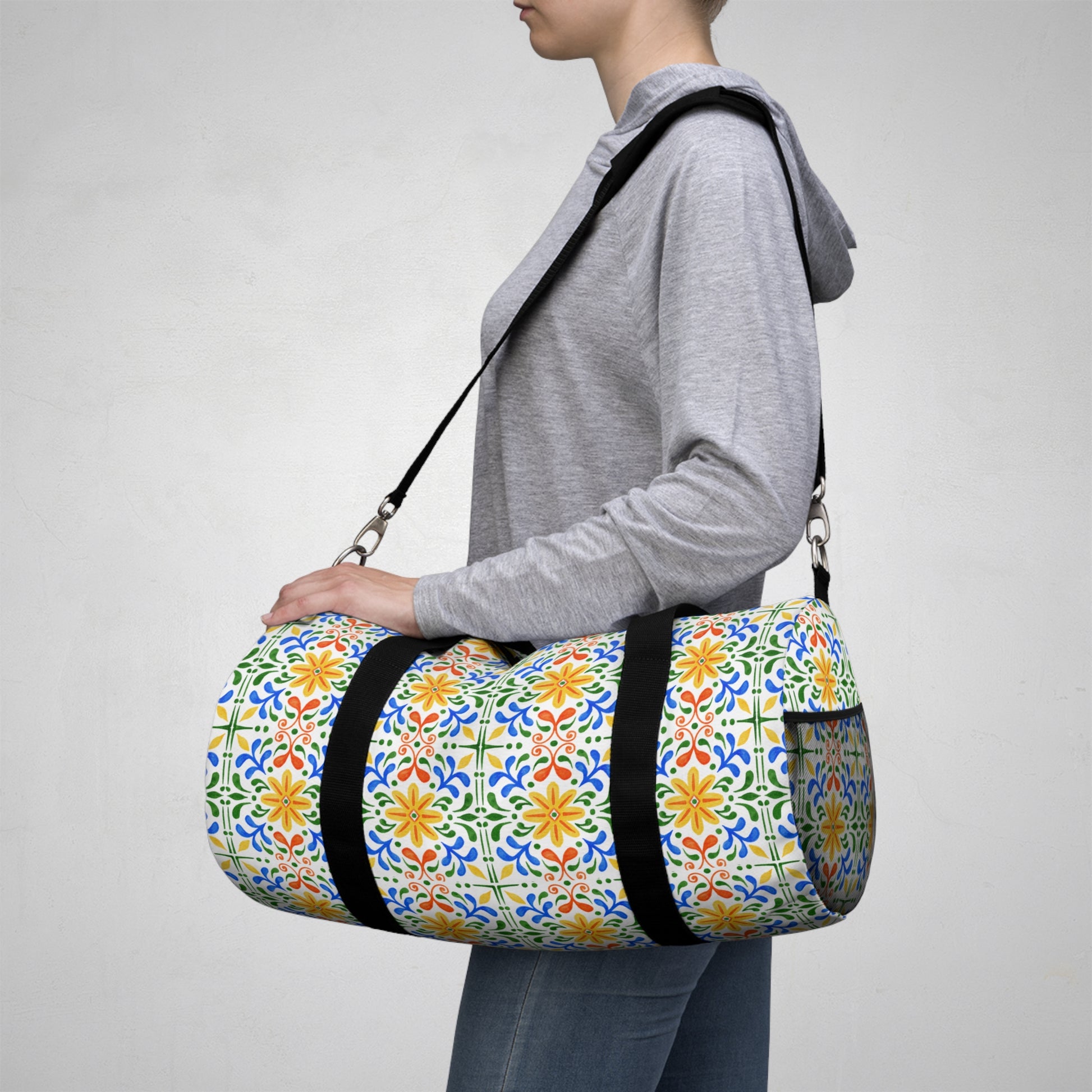 Dopamine Mediterranean Tile Duffle Bag | Colorful Travel Gym Bag - You're My Kind of Weird