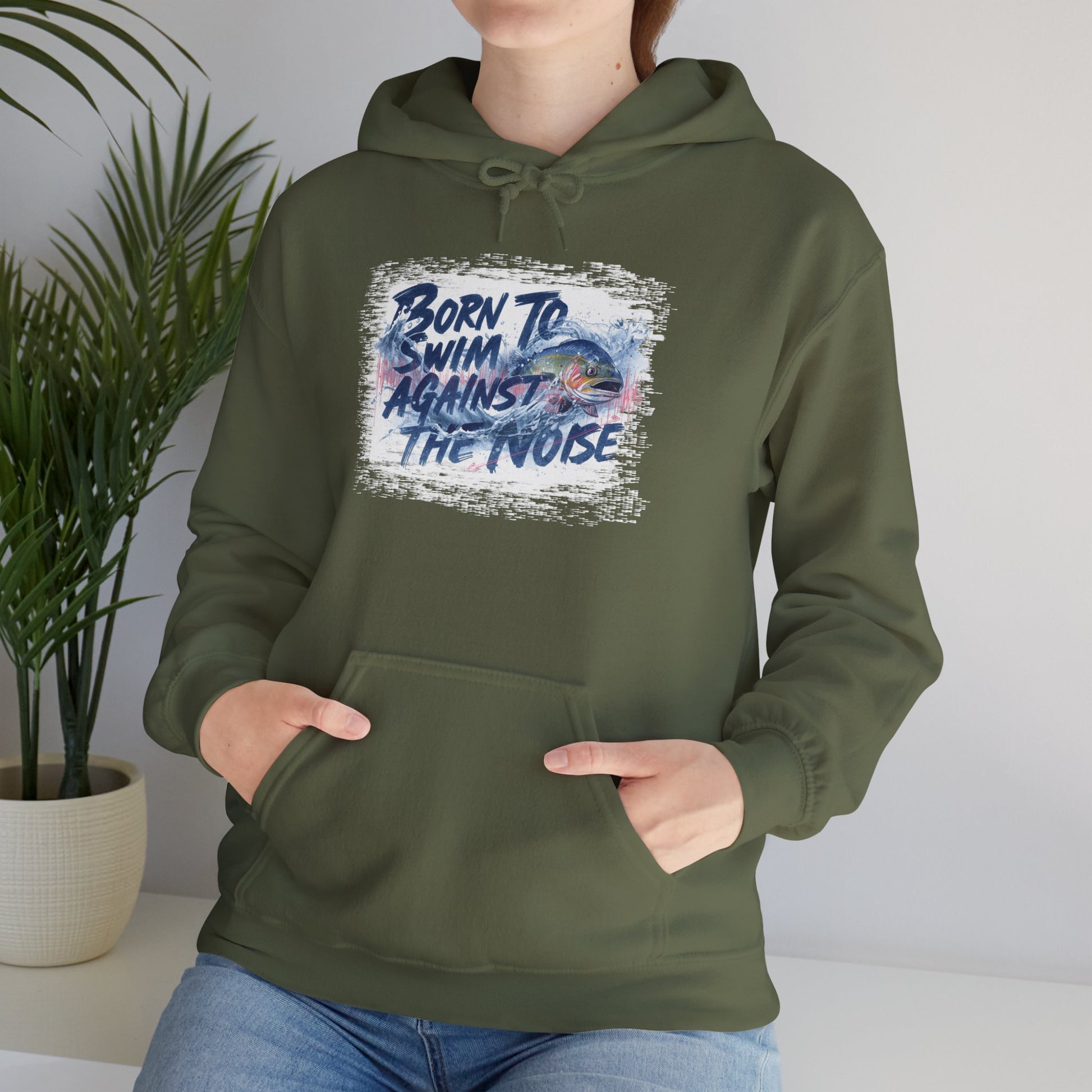 Born to Swim Against the Noise Hoodie | Gift for Deep Thinkers & Creatives - You're My Kind of Weird
