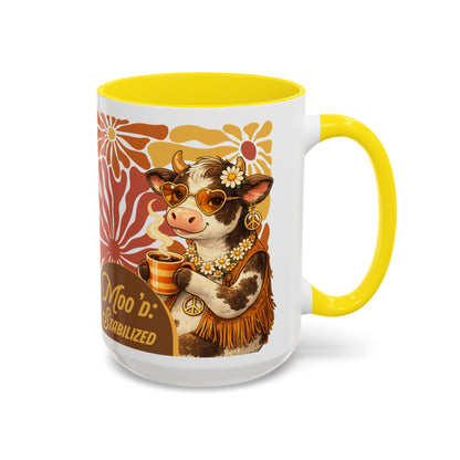"Moo'd: Stabilized" Hippie Cow Accent Mug (15oz) - You're My Kind of Weird