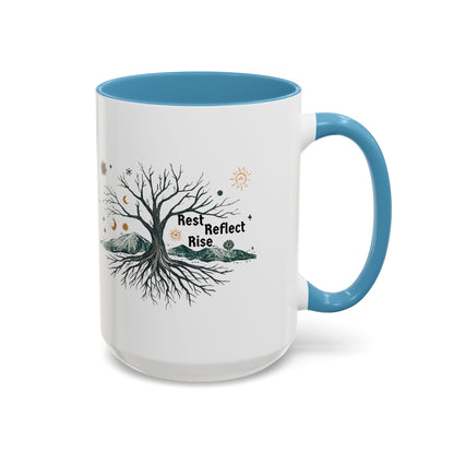 Inspirational Accent Coffee Mug, Motivational Mug, Nature Coffee Cup, Gift for Mindfulness, Rest Reflect Rise Mug - You're My Kind of Weird