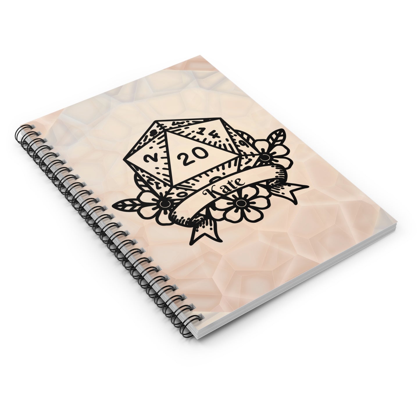 D20 Floral Crest Spiral Notebook | Personalized Ruled Journal - You're My Kind of Weird