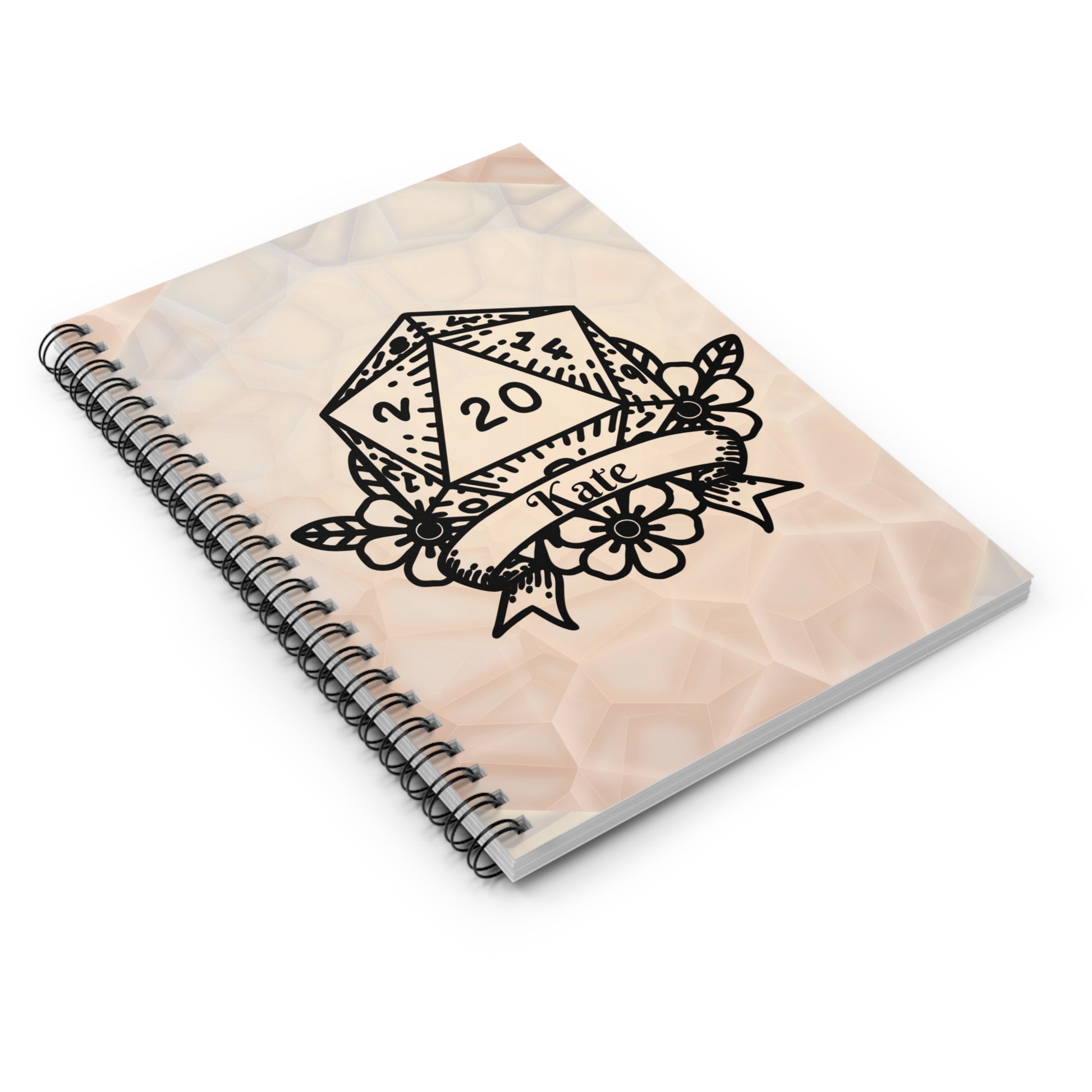 D20 Floral Crest Spiral Notebook | Personalized Ruled Journal - You're My Kind of Weird