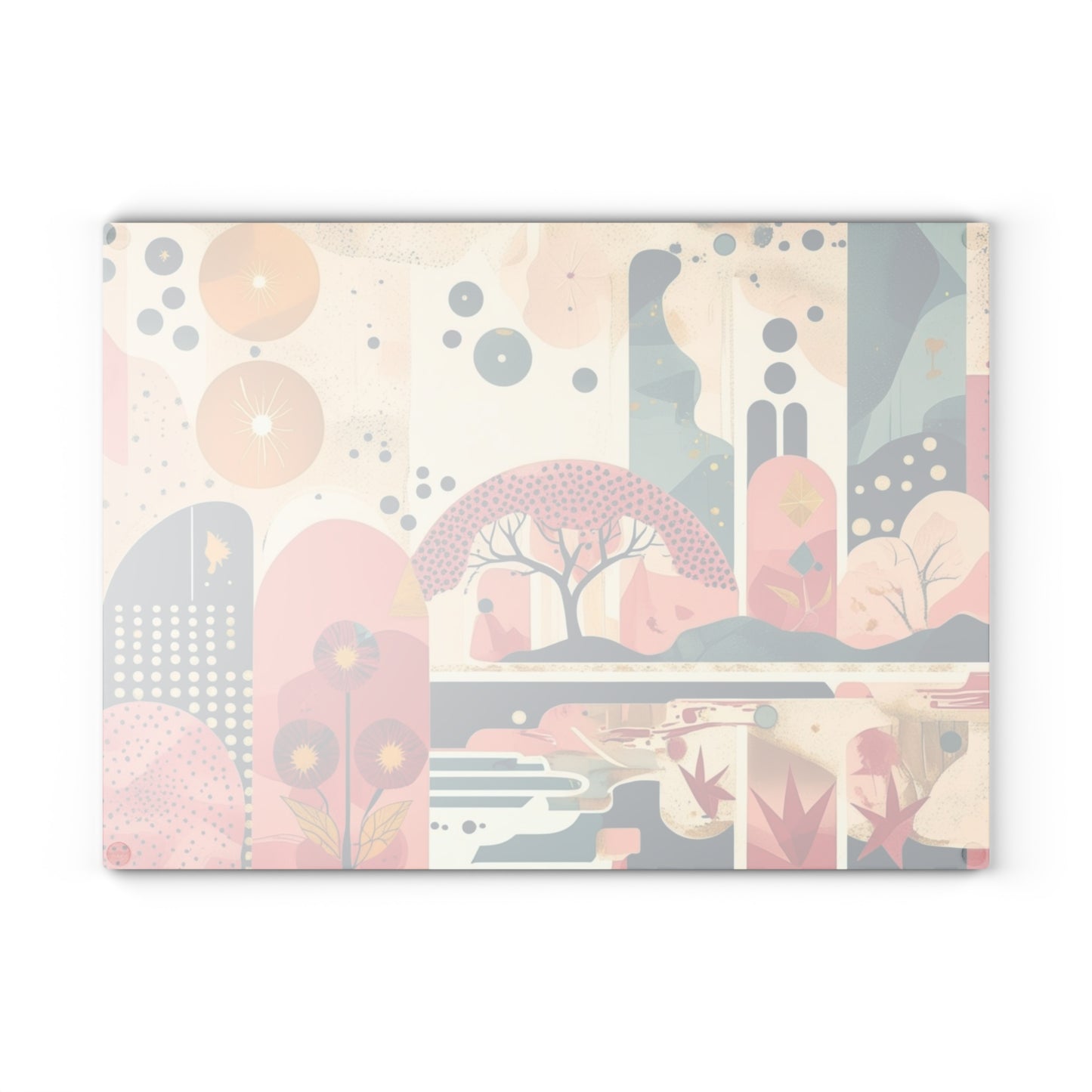 Dopamine Abstract Retro Landscape Glass Cutting Board | Mid - Century Modern Kitchen Decor - You're My Kind of Weird