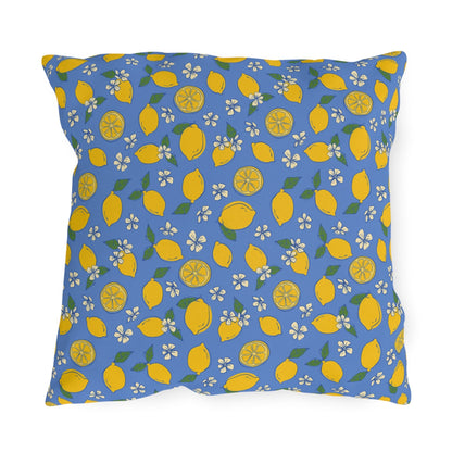 Blue Lemon Outdoor Pillow Cover | Citrus Patio Pillow - You're My Kind of Weird