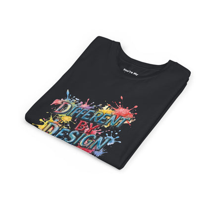 Different by Design Youth Tee - Colorful Graphic Shirt for Kids, Unique Style, Birthday Gift, Fun School Wear, Creative Expression