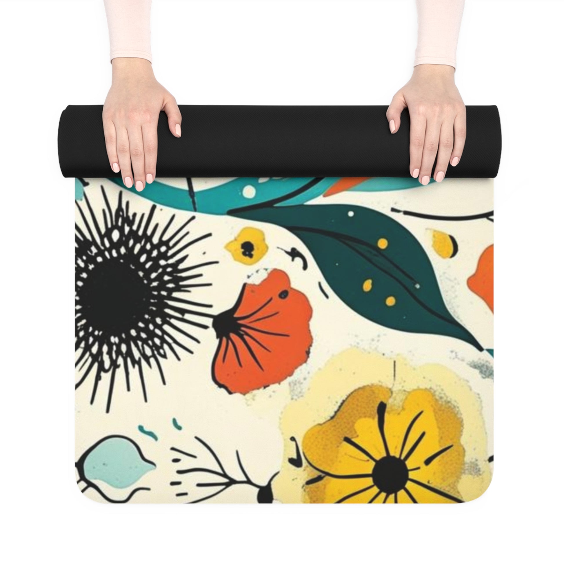 Dopamine Blast Boho Floral Pattern Rubber Yoga Mat | Colorful Wildflower Design - You're My Kind of Weird