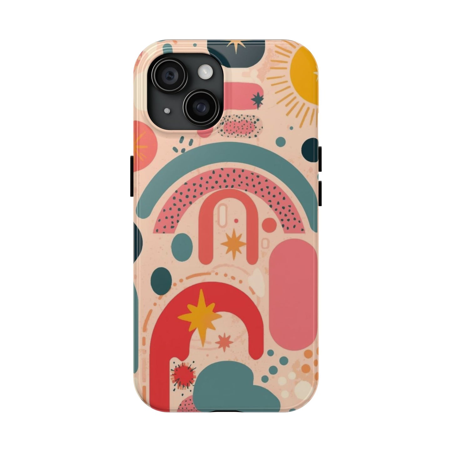 Dopamine Blast Retro Rainbow Pattern i - Phone Case | Abstract Boho Sun Design - You're My Kind of Weird