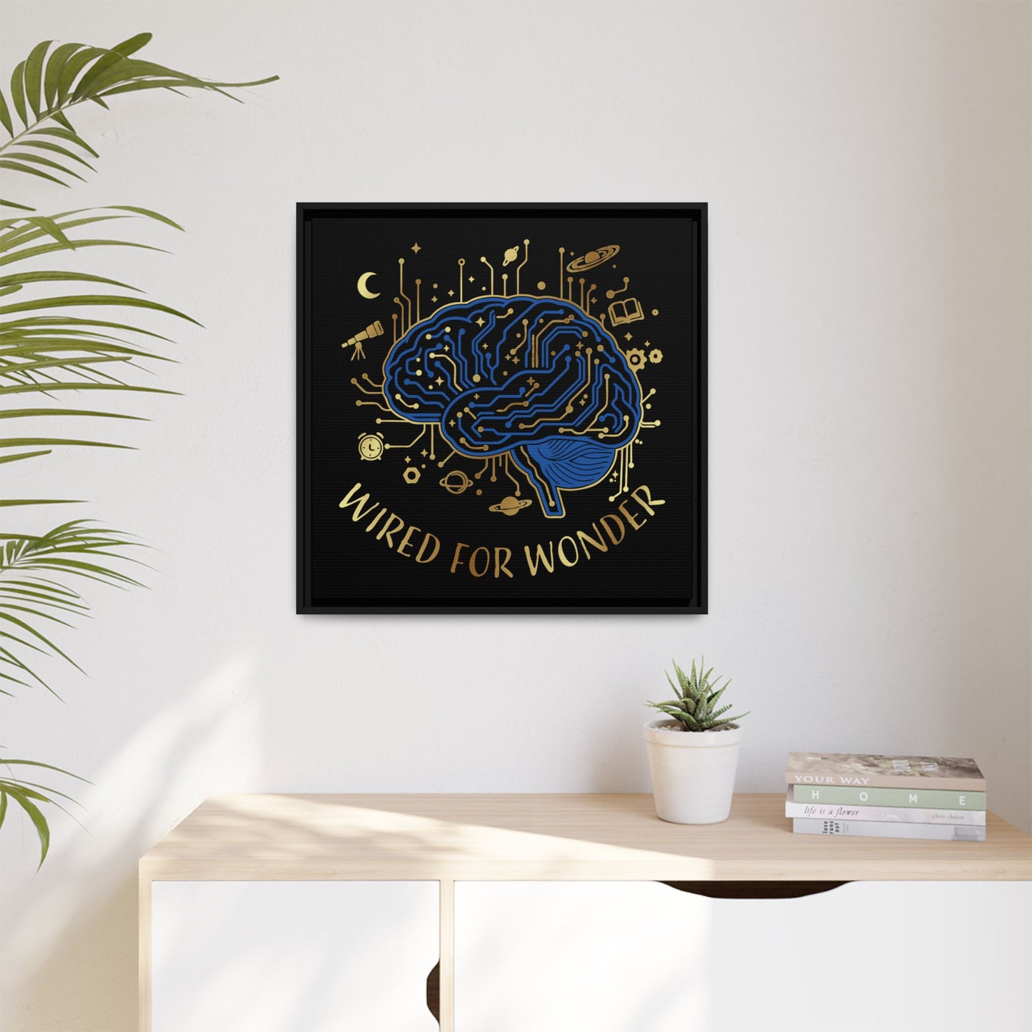 Framed Matte Canvas - "Wired for Wonder" Brain Art - You're My Kind of Weird