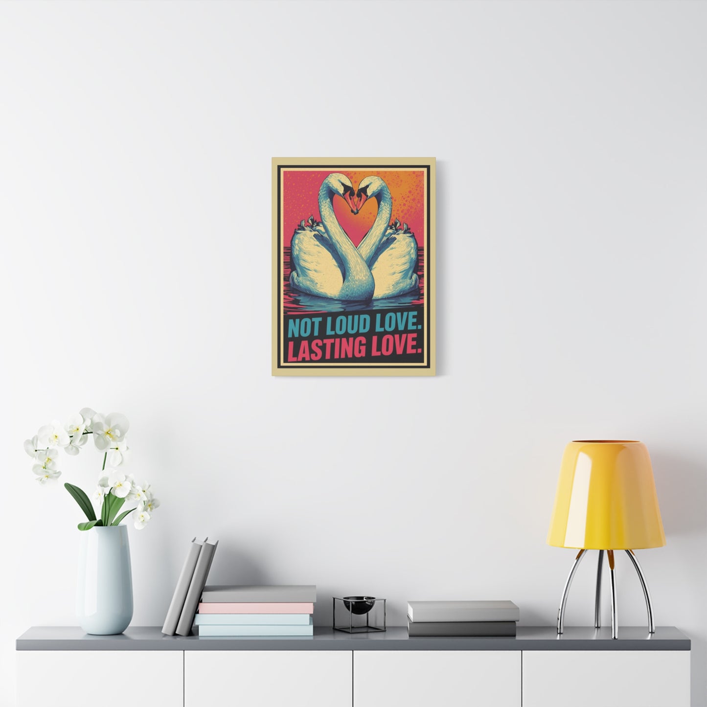 Swans 'Not Loud Love, Lasting Love' Matte Canvas Wall Art - You're My Kind of Weird