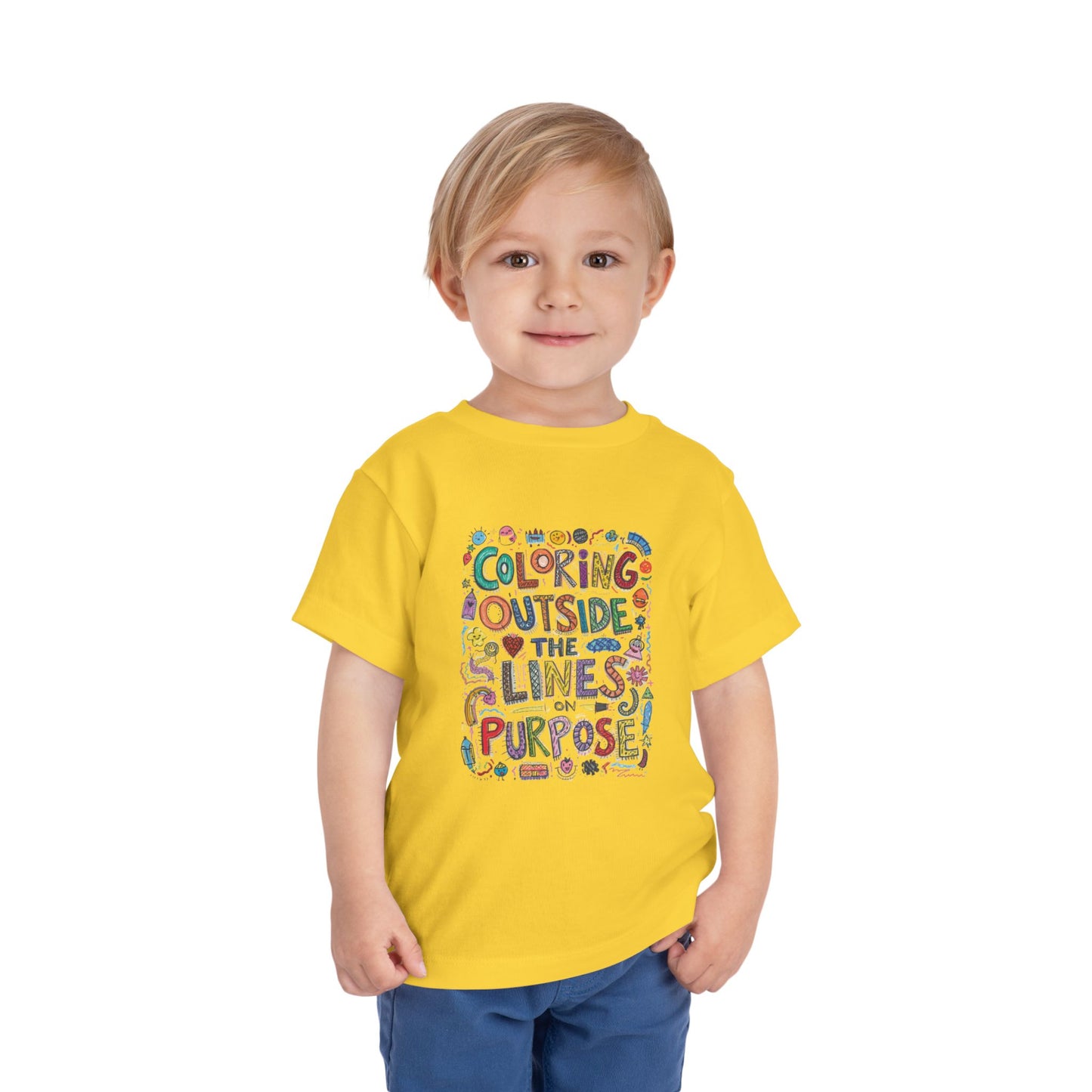 Creative Toddler Short Sleeve Tee - "Coloring Outside the Lines on Purpose", Kids' Gift, Playful Apparel, Summer Outfit, Art-Inspired [...]
