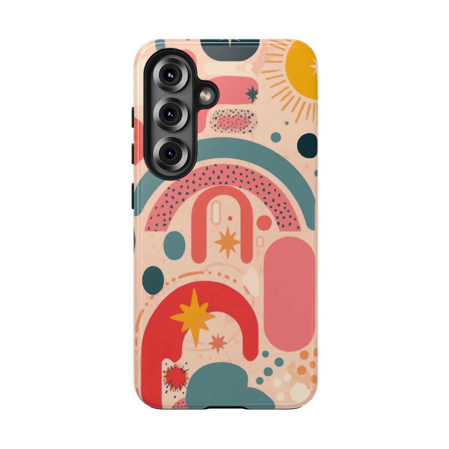 Dopamine Burst Abstract Rainbow Pattern Samsung Phone Case | Retro Sunburst Tough Case - You're My Kind of Weird