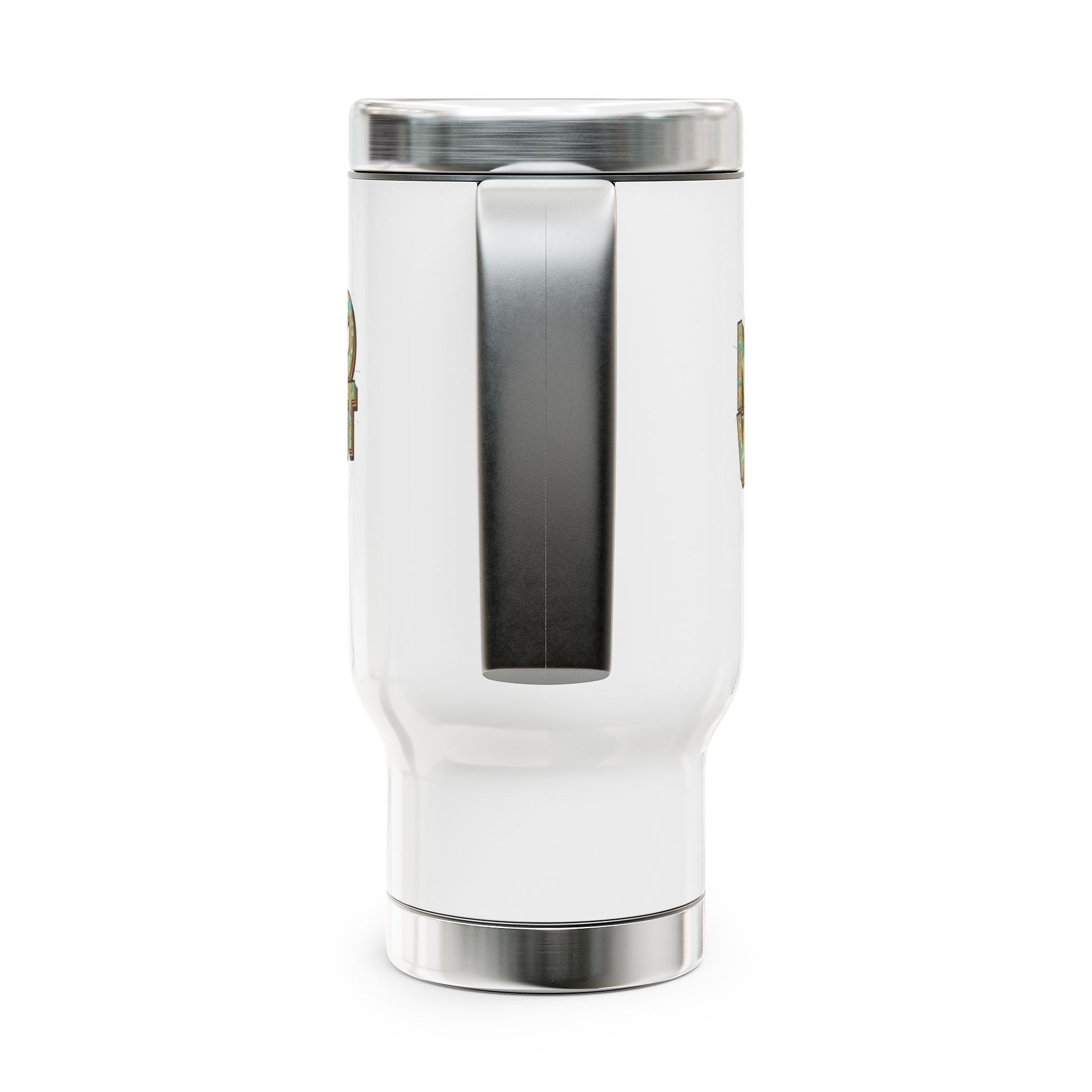 Travel Mug — “NeuroVibrant” Retro Sun Stainless Steel 14oz Travel Mug with Handle - You're My Kind of Weird