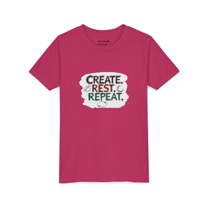 Create. Rest. Repeat. Kids Kwanzaa Shirt | Youth Creativity Tee | Uplifting Holiday Gift for Young Dreamers - You're My Kind of Weird