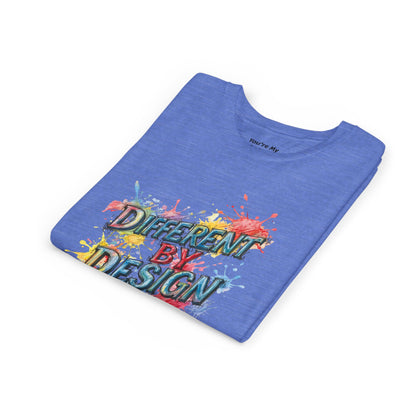 Different by Design Youth Tee - Colorful Graphic Shirt for Kids, Unique Style, Birthday Gift, Fun School Wear, Creative Expression