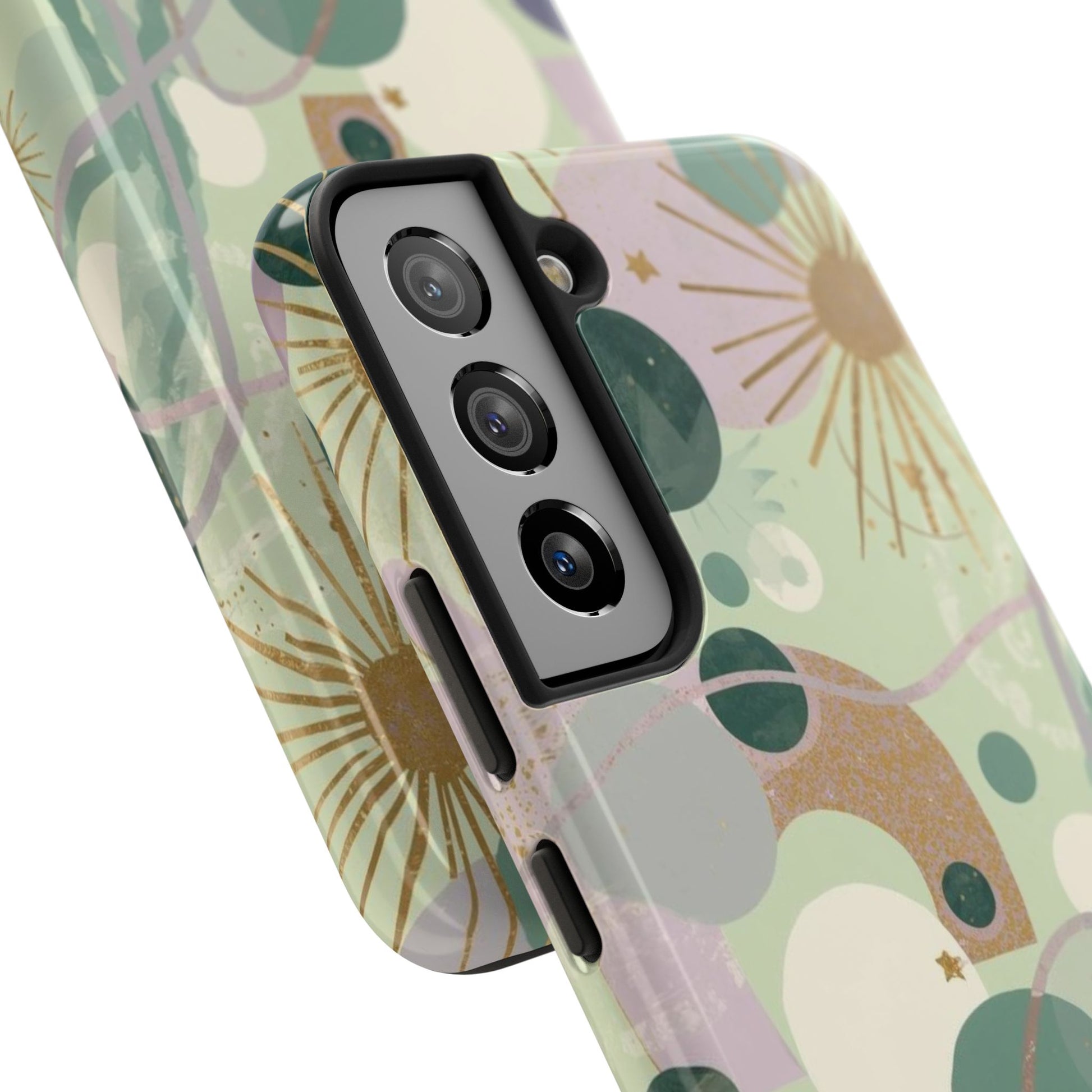 Dopamine Fun Abstract Celestial Pattern Samsung Phone Case | Green Gold Stars - You're My Kind of Weird