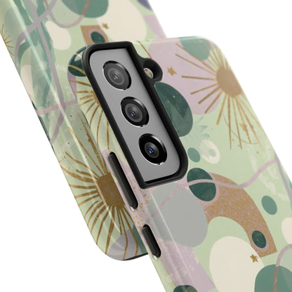 Dopamine Fun Abstract Celestial Pattern Samsung Phone Case | Green Gold Stars - You're My Kind of Weird