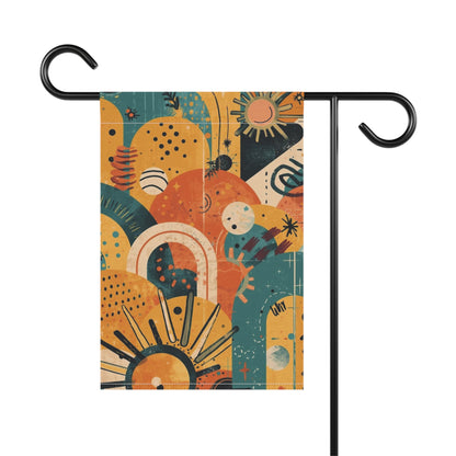 Dopamine Fun Abstract Retro Sunburst Garden Banner | House Flag, Mid Century Floral - You're My Kind of Weird