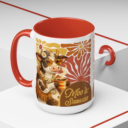 "Moo'd: Stabilized" Hippie Cow Accent Mug (15oz) - You're My Kind of Weird