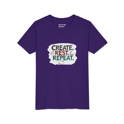 Create. Rest. Repeat. Kids Kwanzaa Shirt | Youth Creativity Tee | Uplifting Holiday Gift for Young Dreamers - You're My Kind of Weird