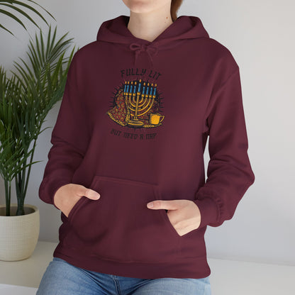 Fully Lit But Need a Nap Hoodie | Funny Hanukkah Sweatshirt - You're My Kind of Weird