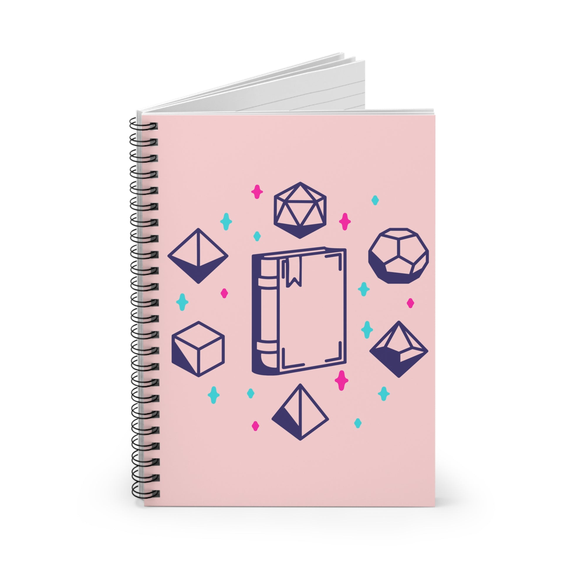 Personalized DnD Spiral Notebook | Dragon Monogram Journal | Pink Spellbook Dice Notebook | Custom Name D&D Notes - You're My Kind of Weird