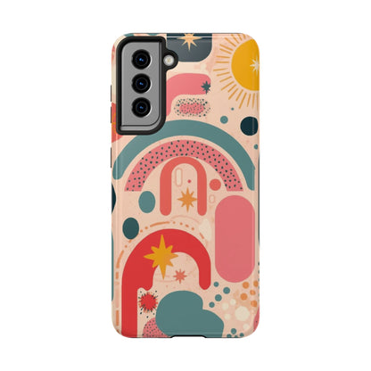 Dopamine Burst Abstract Rainbow Pattern Samsung Phone Case | Retro Sunburst Tough Case - You're My Kind of Weird
