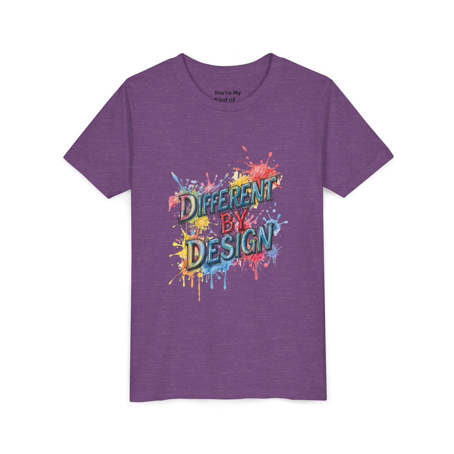 Different by Design Youth Tee - Colorful Graphic Shirt for Kids, Unique Style, Birthday Gift, Fun School Wear, Creative Expression