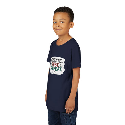Create. Rest. Repeat. Kids Kwanzaa Shirt | Youth Creativity Tee | Uplifting Holiday Gift for Young Dreamers - You're My Kind of Weird
