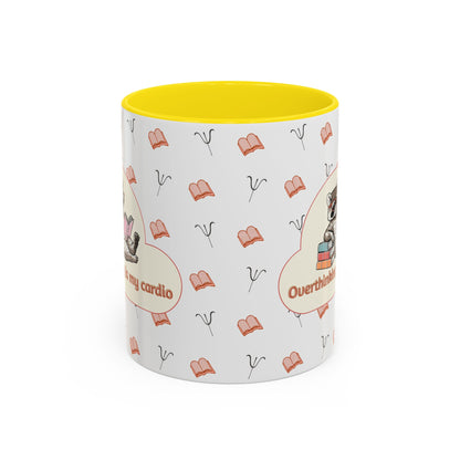 Overthinking Is My Cardio Coffee Mug — Cute Raccoon Reading Accent Mug - You're My Kind of Weird